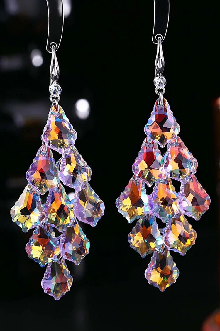 Fashion Layered Maple Leaf Crystal Earrings