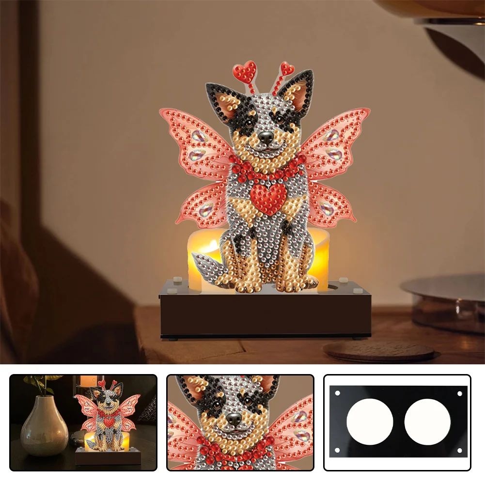 DIY Butterfly Dog Diamond Painting Candle Holder Ornaments Aromatherapy Candle Holder