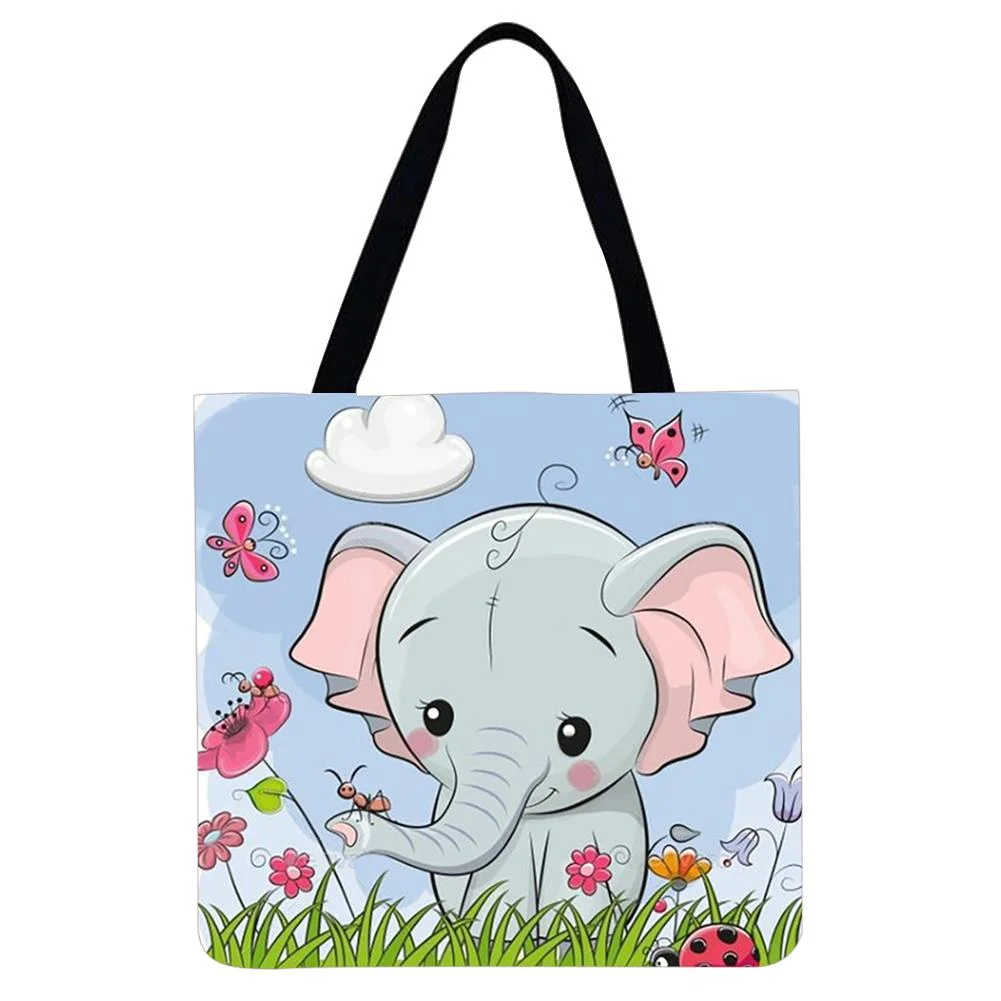 Linen Tote Bag - Elephant