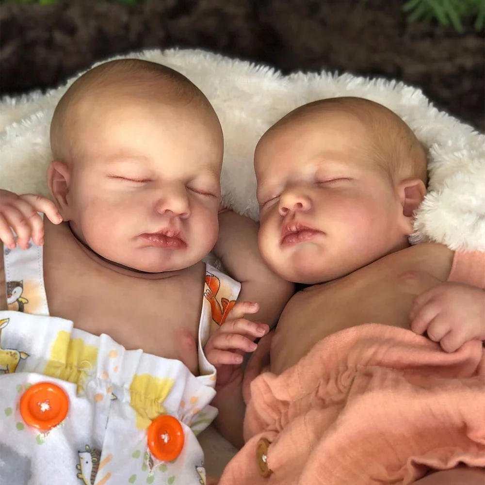 [New 2024]20" Reborn Lifelike Asleep Baby Girl Ayla & Isabelle Cloth Body Reborn Dolls Set with Heartbeat -Creativegiftss® - [product_tag] RSAJ-Creativegiftss®