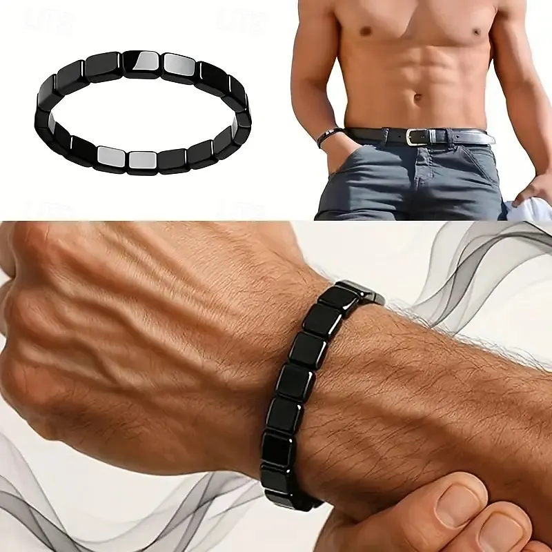 Men's Hematite Bracelet, Natural Stone Beaded Elastic with Stones, Minimalist Durable Everyday Casual Wear, for Formal Events & Casual Attire, Year-Round Elegant Beaded Bracelet, Jewelry Gift 2026 - SGD S$14.54 –P2