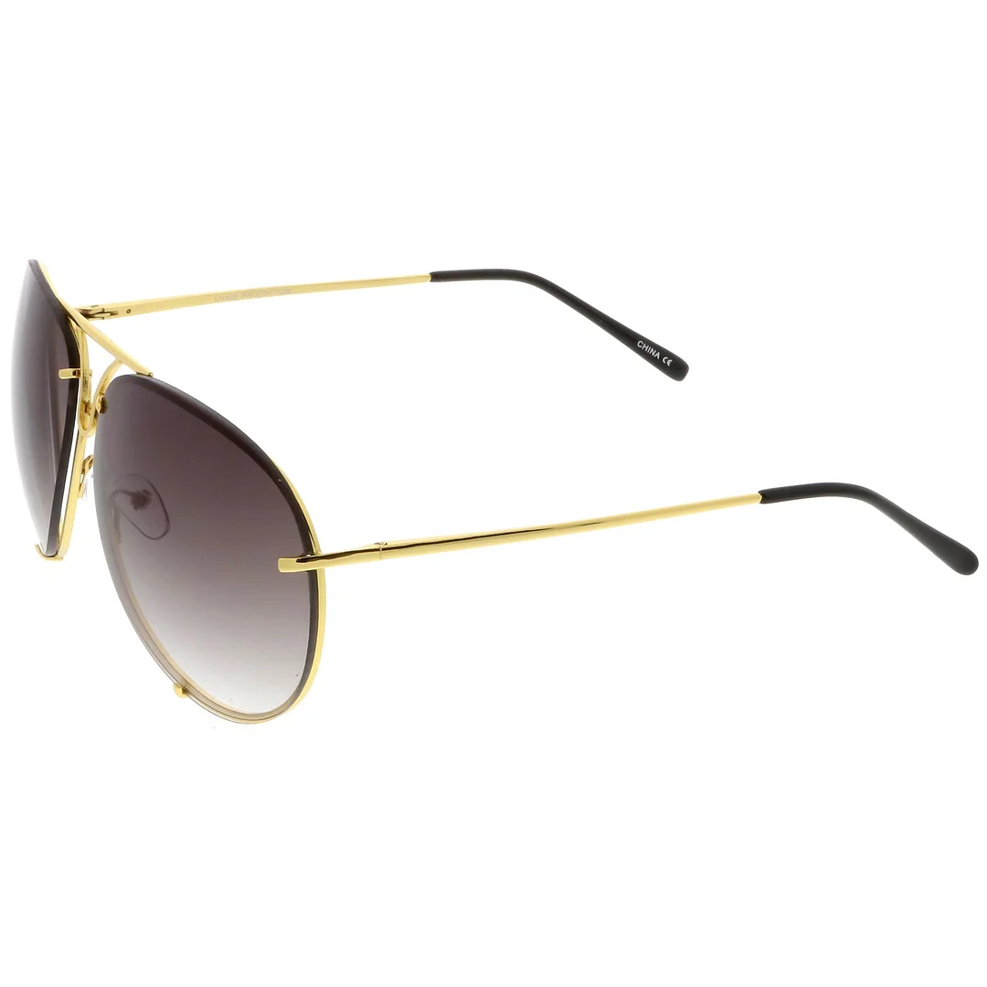 Oversize Rimless Metal Aviator glasses Slim Arms Tinted Lens 68mm
