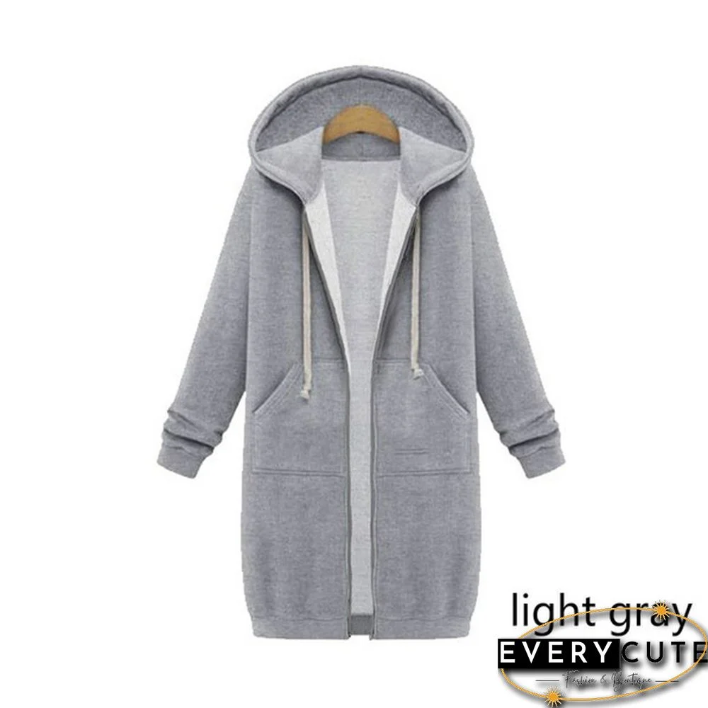 12 Colors New Autumn And Winter Women's Hooded Sweater Thick Long-Sleeved Jacket Casual Zipper Cardigan Loose Coat