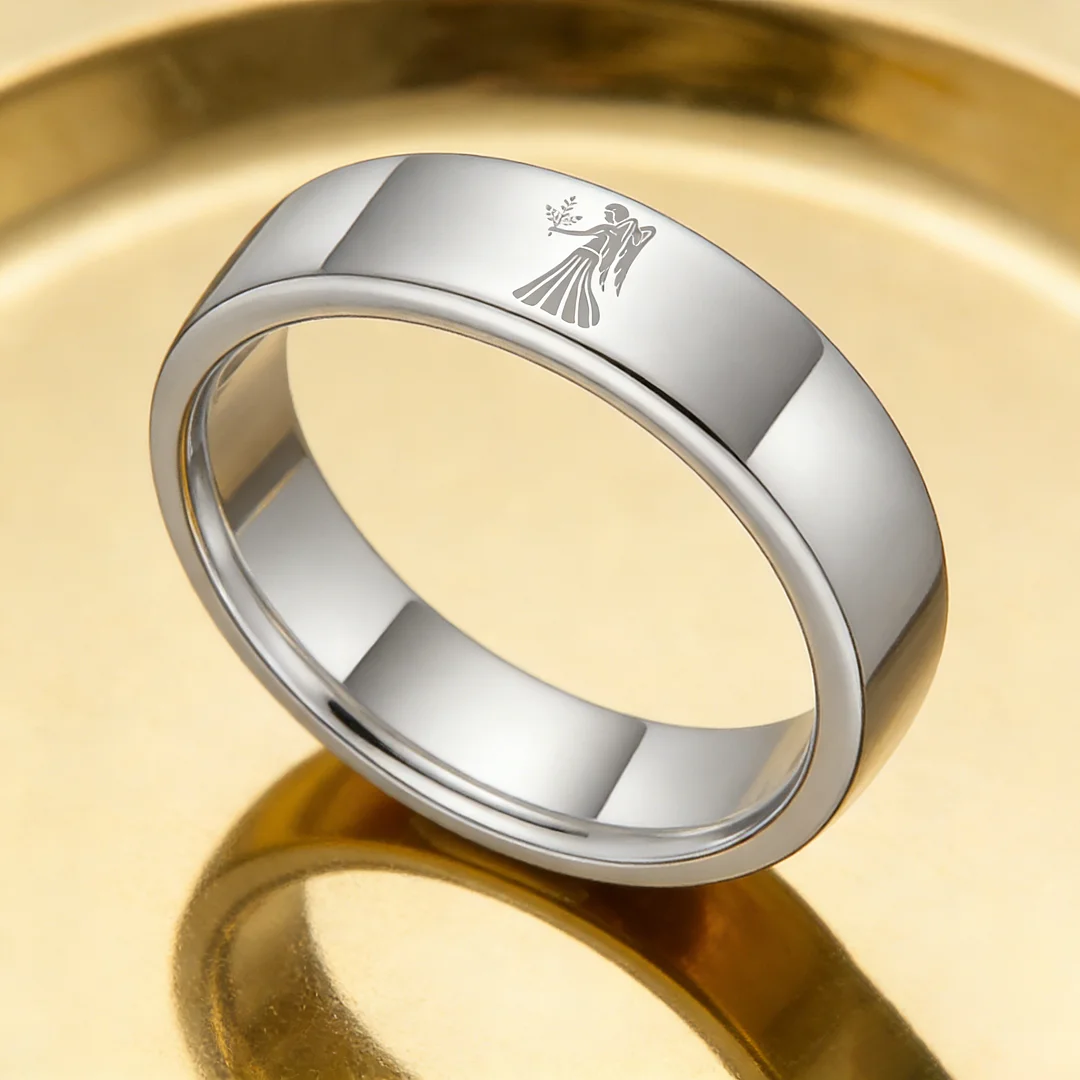 Sliver Tungsten Carbide Rings Flat Virgo Wedding Bands Flat Top Comfort Fit 4MM 6MM 8MM