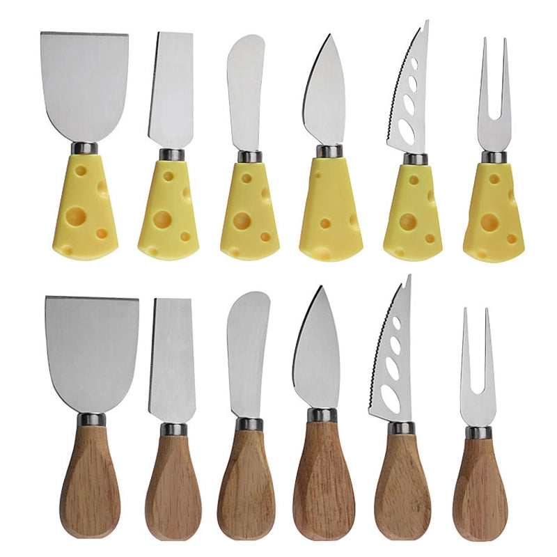 Stainless Steel Cheese Knife With Wooden Handle Suit Baking Tool Steak Knife Butter Butter Spatula Cheese Pizza Small Knife And Fork