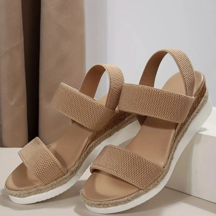 Yyvonne 2025 New Sandals Large-Size Hemp Rope Tight Slopes And Casual Sandals Women's Shoes