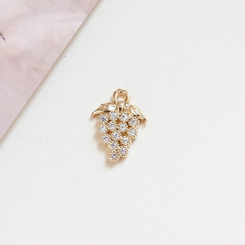 10 PCS/Package 10*11mm 10 * 14mm Alloy Zircon Cherry Fruit Watermelon Pendant Jewelry Accessories