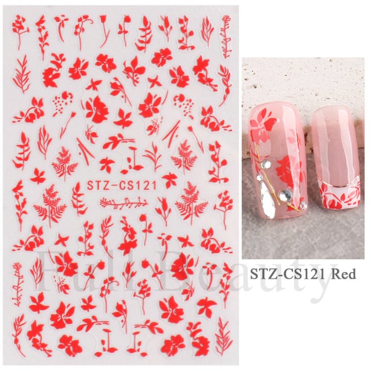 Applyw Black Leaf Nail Stickers Summer Small Flower 3D Nail Art Decorations Self-Adhesive Slider Manicure Tattoo Tool LASTZ-CS121