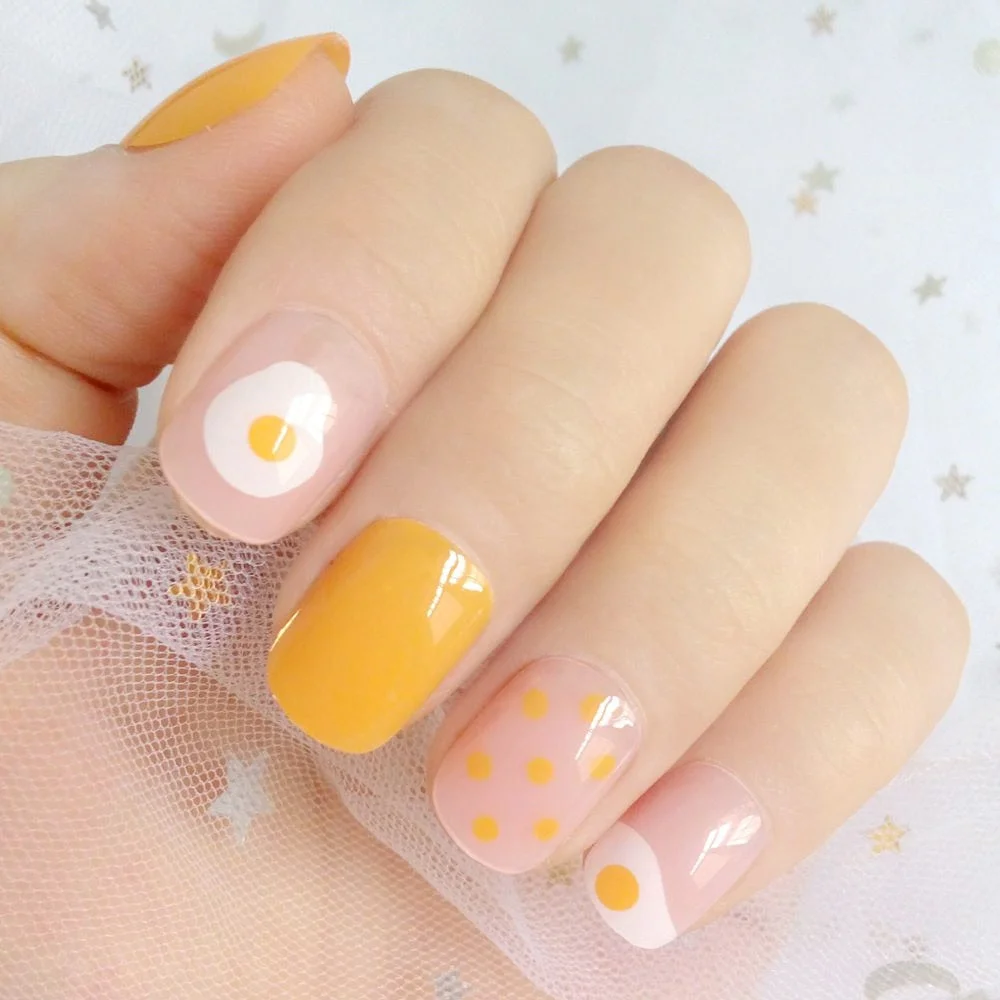 24Pcs Short Square Artificial Fake Nails DIY Press On False Nails With Design Acrylic Full Cover Tips Manicure Tool-Nail Inspo