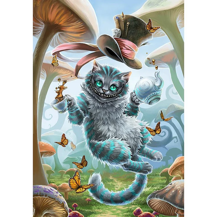 Naughty Cat Round Full Drill Diamond Painting 40X30CM(Canvas) gbfke