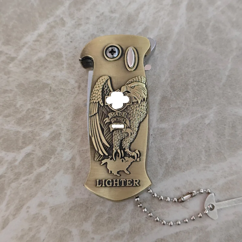 Knife-equipped windproof refillable lighter