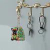 (US Local)6PCS  Christmas Dogs DIY Diamond Painting Keychain Diamond Art Keyrings