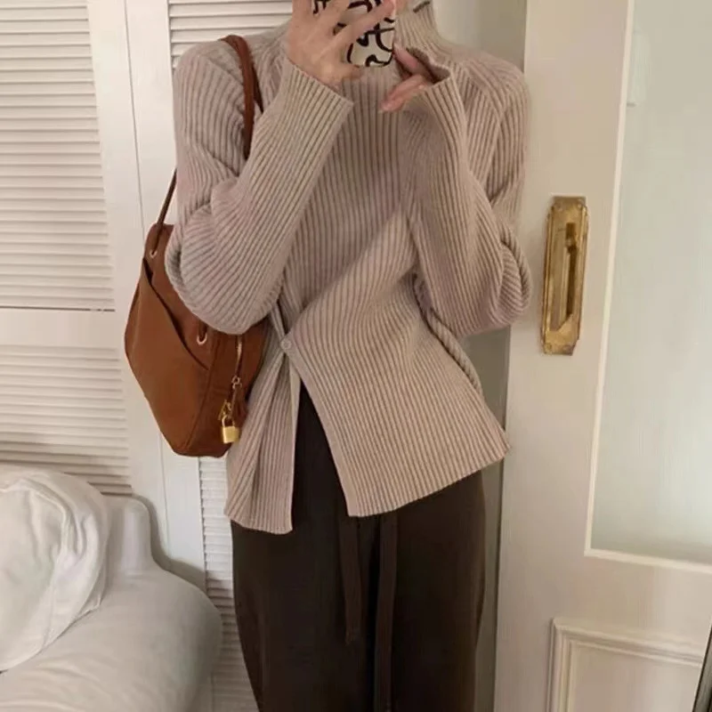 Uveng Uveng Women's Autumn And Winter Half-High Collar Long-Sleeved Sweater 2025 High-Collar Thick Wool Knitted Bottom Coat Inside