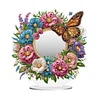 DIY Diamonds Painting Special Shaped Crystal Drill Crafts Mirror Desk Ornament Decor Kit(Flower Butterfly)