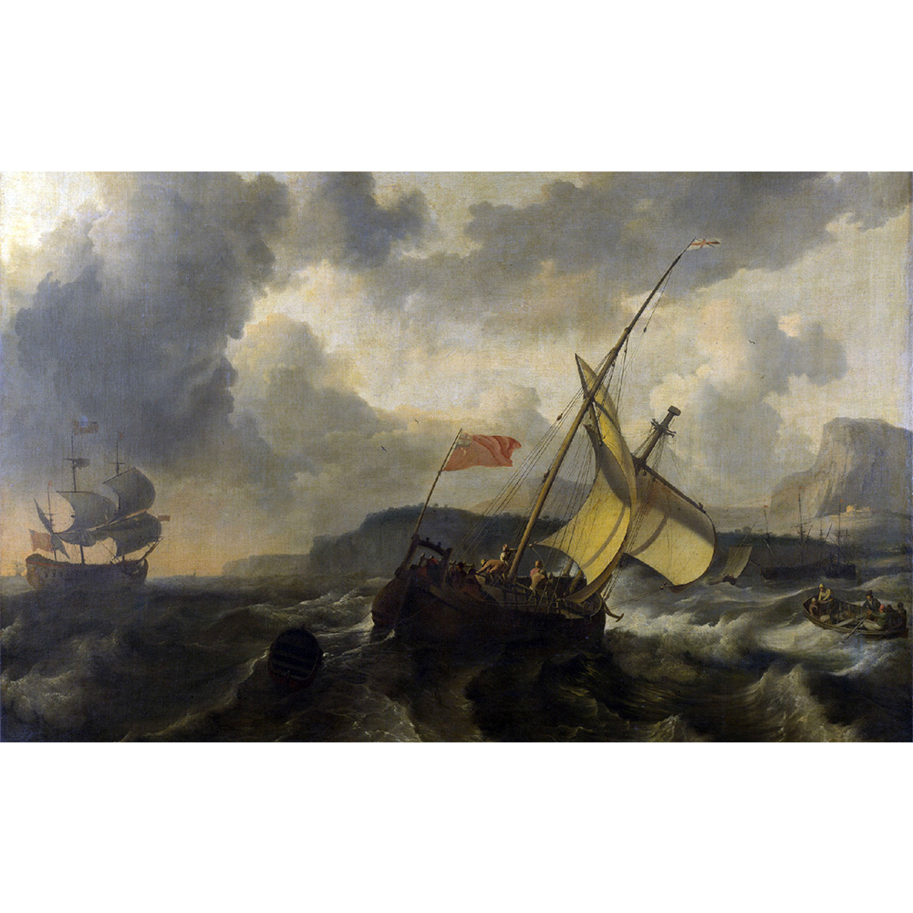 

45*35CM - Round Drill Diamond Painting - Sailboat Seascape, 501 Original