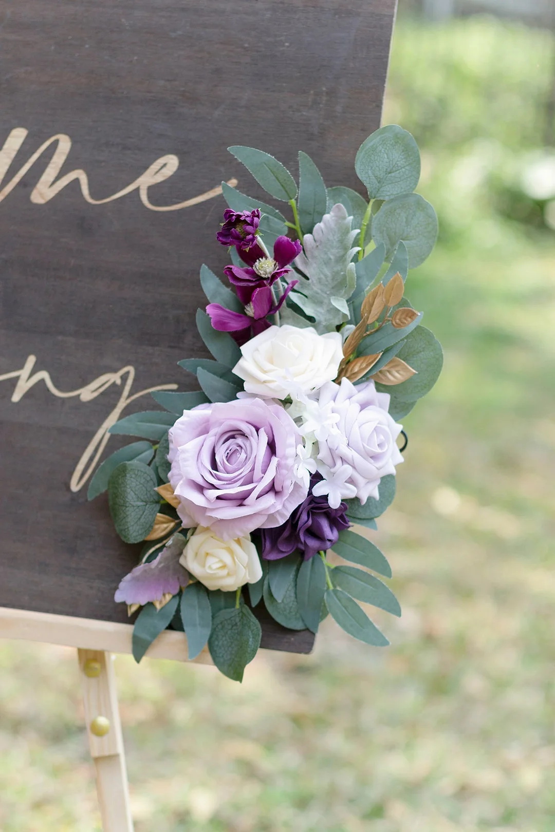 Flower Sign Decor in Lilac & Gold