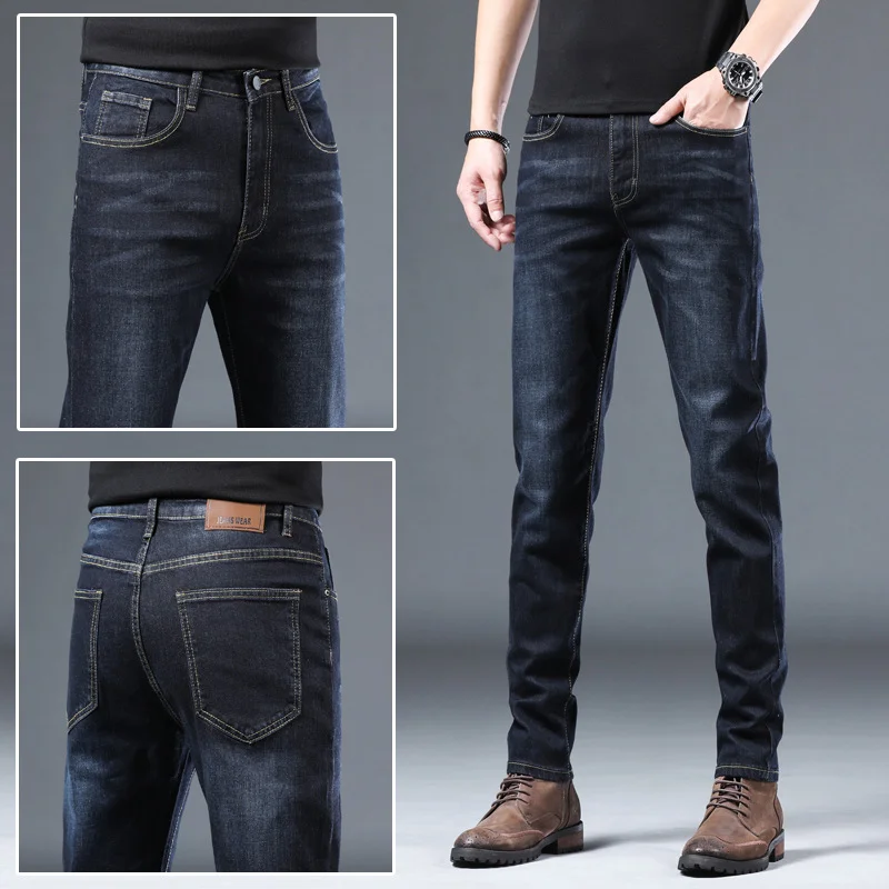 Jeans Men's Straight Fit Loose Casual Long Pants Plus Size Stretch Jeans