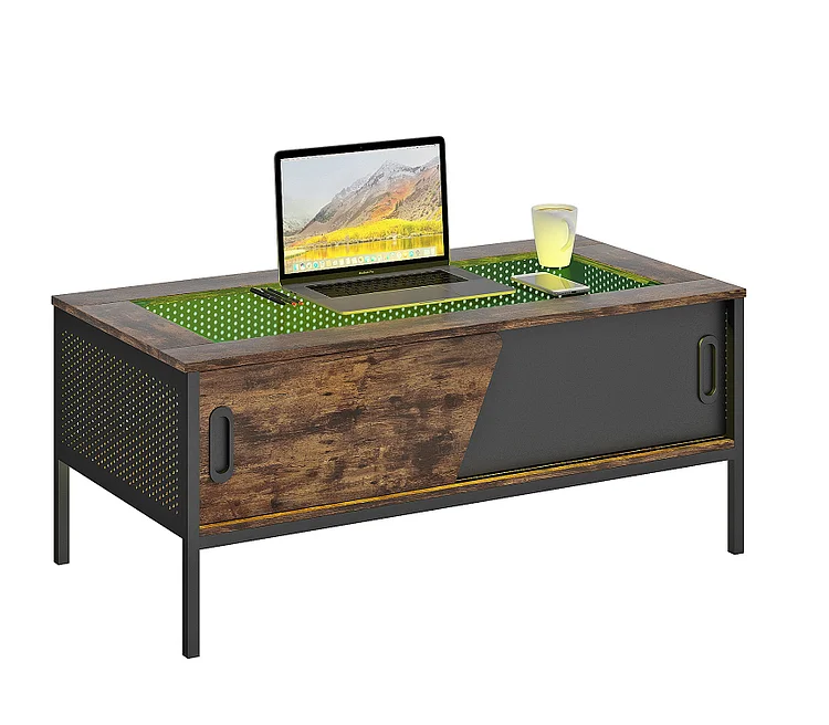 Bestier 42 inch Modern Coffee Table with LED Ligths