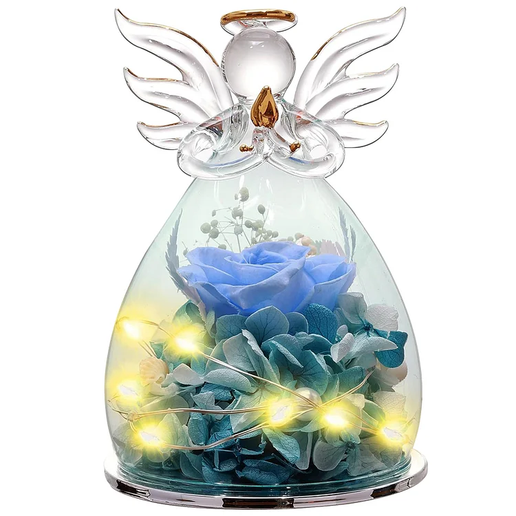 Angel Baby Glass Cover Led Light Rose Everlasting Flower