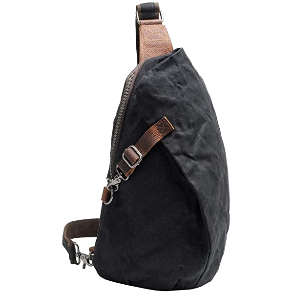 VRIGOO Vintage Waxed Canvas Sling Shoulder Bag