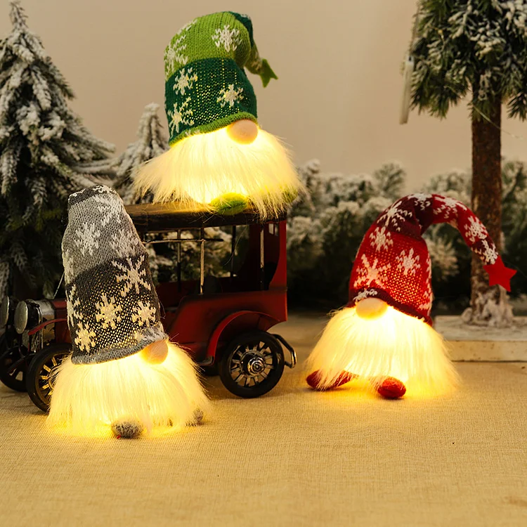 Lighted Christmas Plush Gnomes(3-pack) VangoghDress