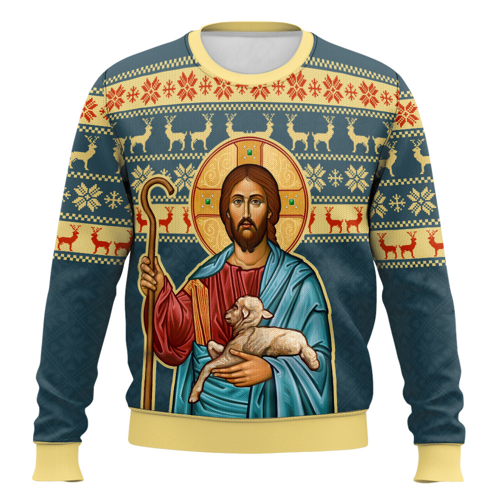 The Good Shepherd Artwork Ugly Christmas Sweater