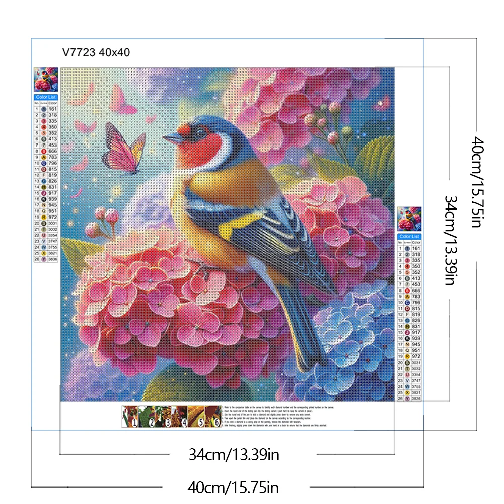 Diamond Painting - Full Round Drill - Flower Bird(Canvas|40*40cm)