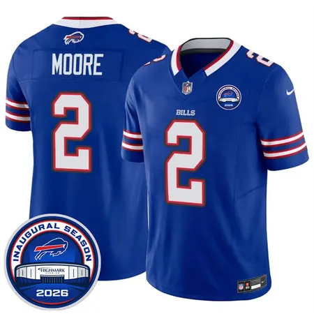 Men's Buffalo Bills #2 D.J. Moore Blue 2026 Inaugural Season at Highmark Stadium Vapor F.U.S.E. Limited Jersey