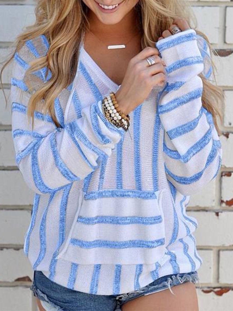 Casual Striped Hooded Sweater