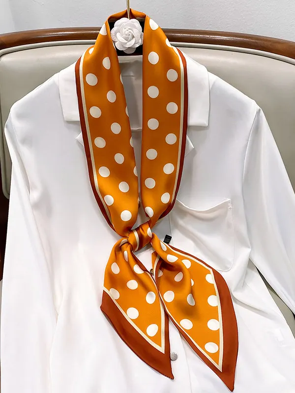 Retro Polka Silk Bandana Scarf - Matcha