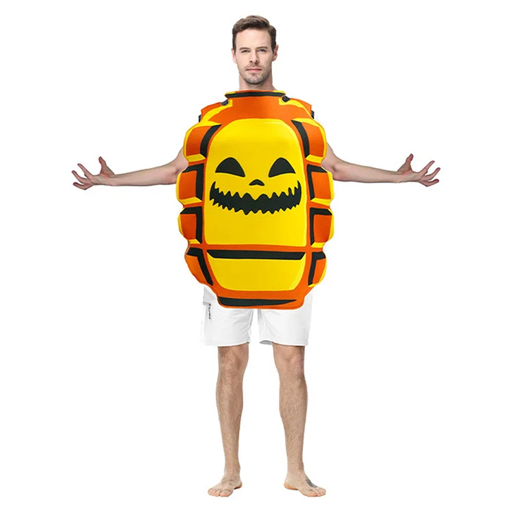 Adult Funny Pumpkin Grenade Smocked Outfits Halloween Horror Cosplay Costume Carnival Suit