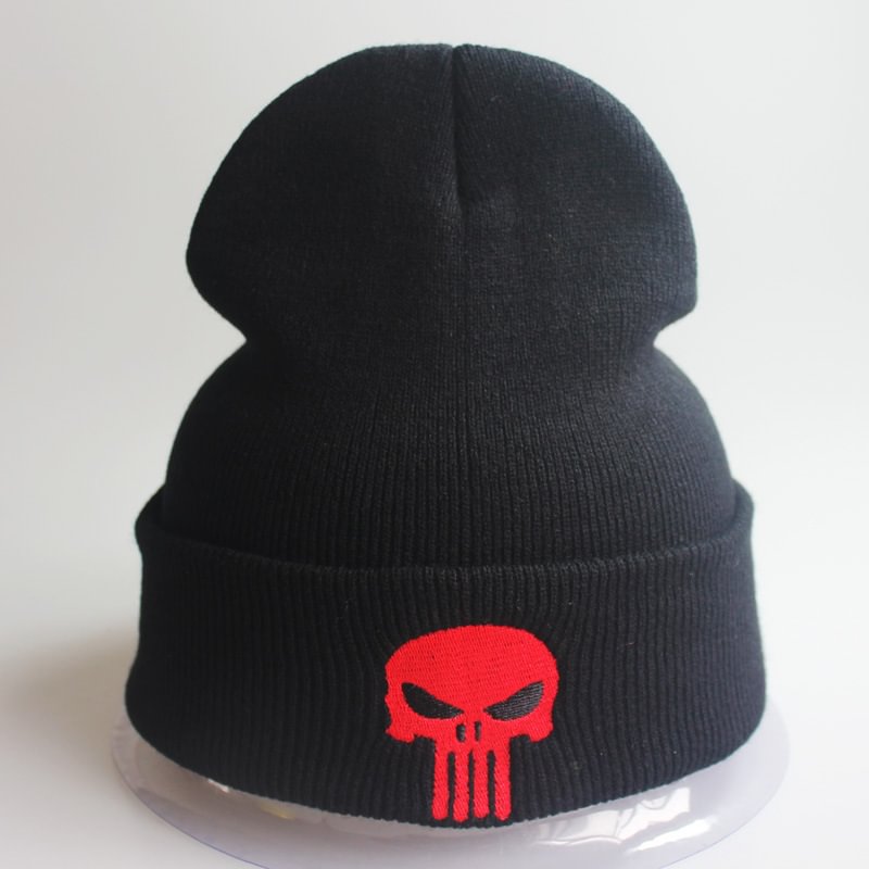Embroidered skull Wool Knitted Beanie fall winter Pullover hat