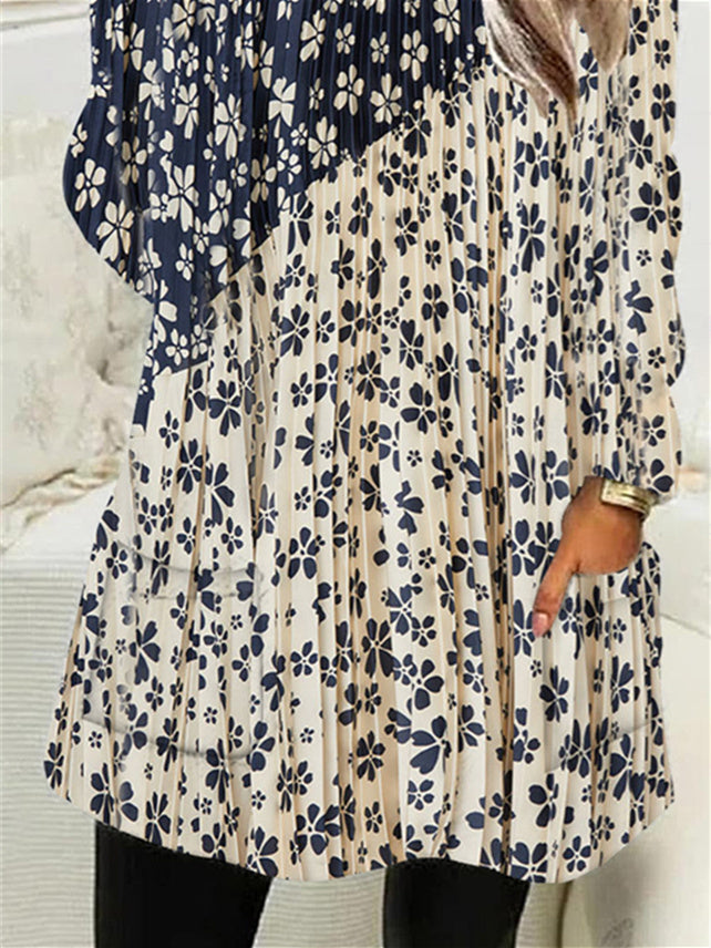 Women Half Sleeve V-neck Solid Color Dress