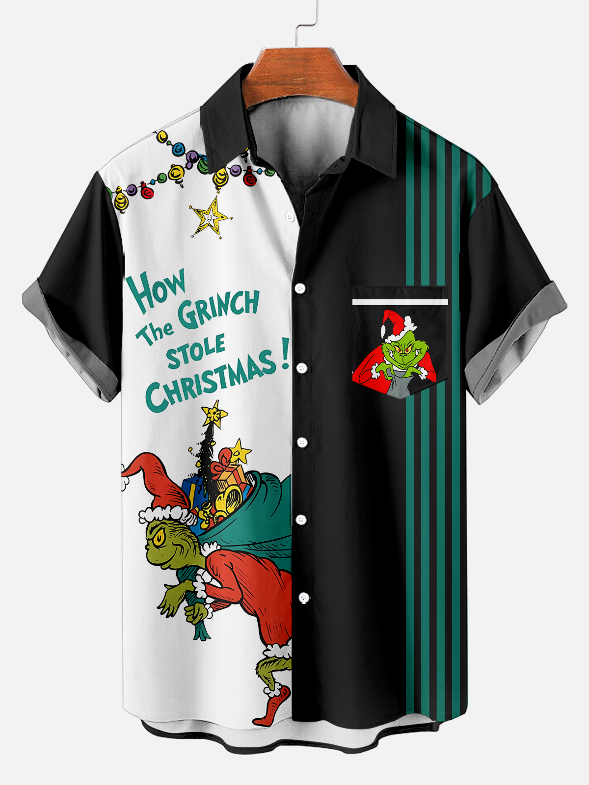 Men revisit classic Christmas character print shirt PLUSCLOTHESMAN