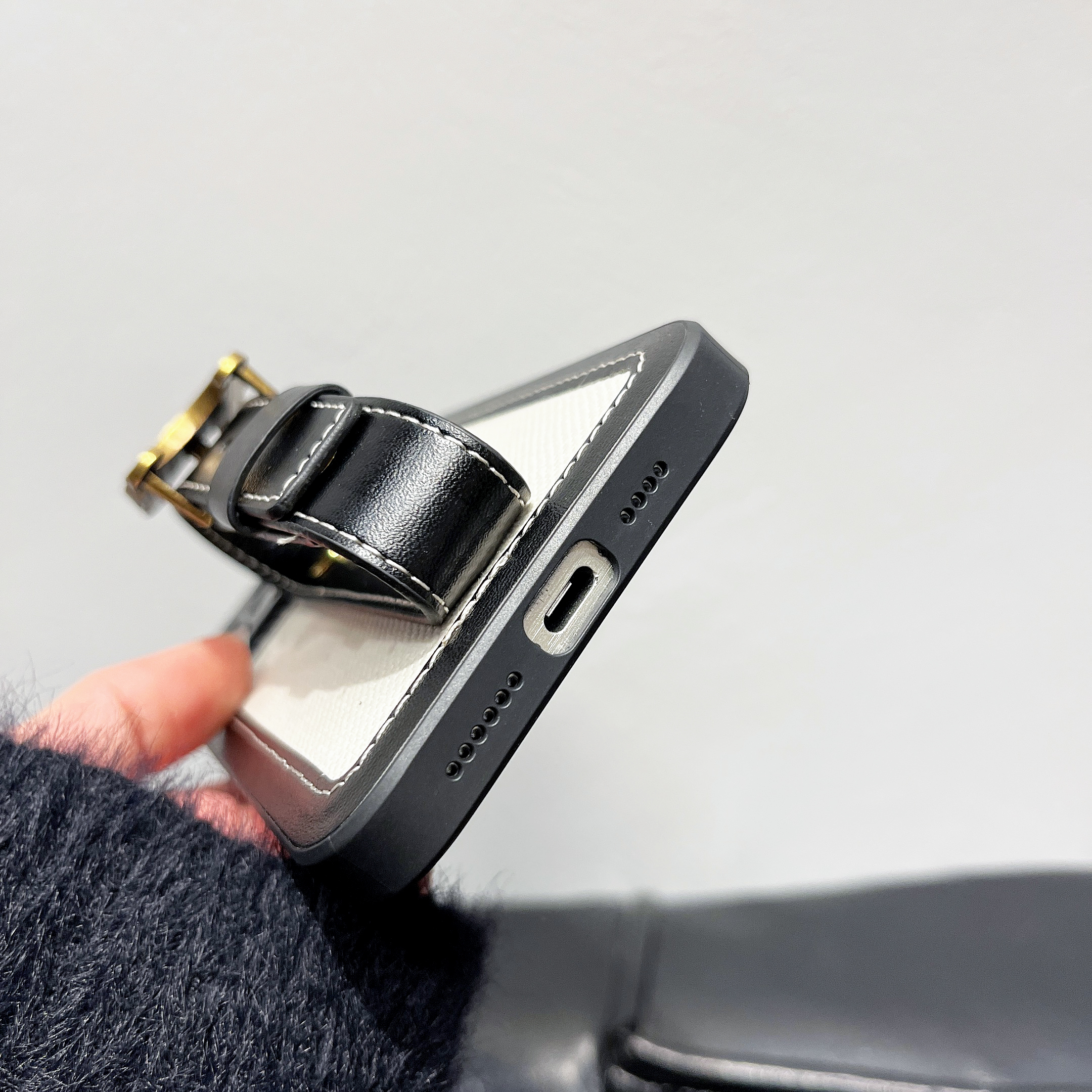 Leather wrist strap Celine Apple iPhone drop protection cases
