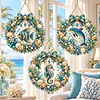 (Ocean Animanls Wreath)DIY Diamond Painting Acrylic Hanging Ornament, Double-Sided Printed Door Decoration,Pearl & Special Shaped Drill Art Home Decor