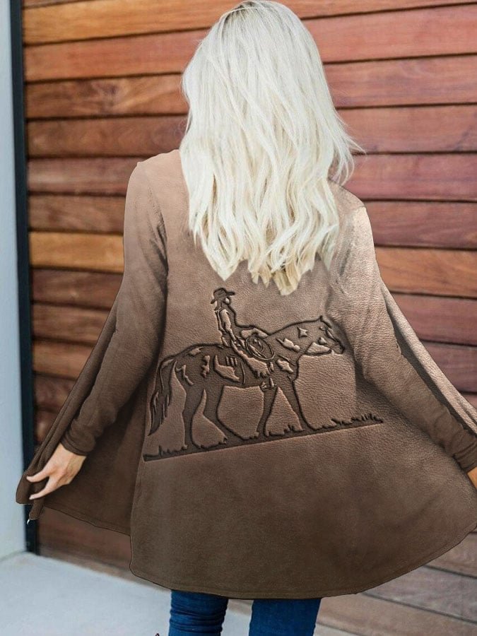 Vintage Ethnic Print Long Sleeve Cardigan