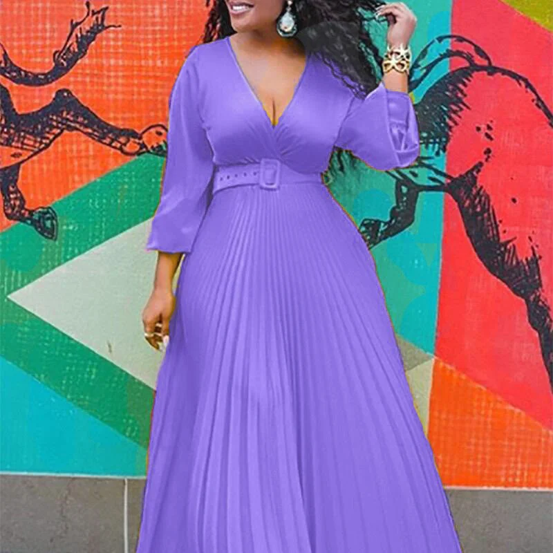 Uveng High Waist Slimming Solid Color Dresses