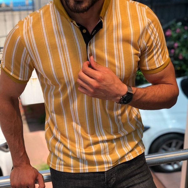 Bila Yellow Striped Polo Shirt