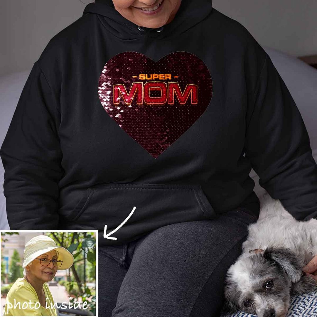 Vangogifts Custom Super Mom Flip Double Print Sequin Soft Hoodie 
