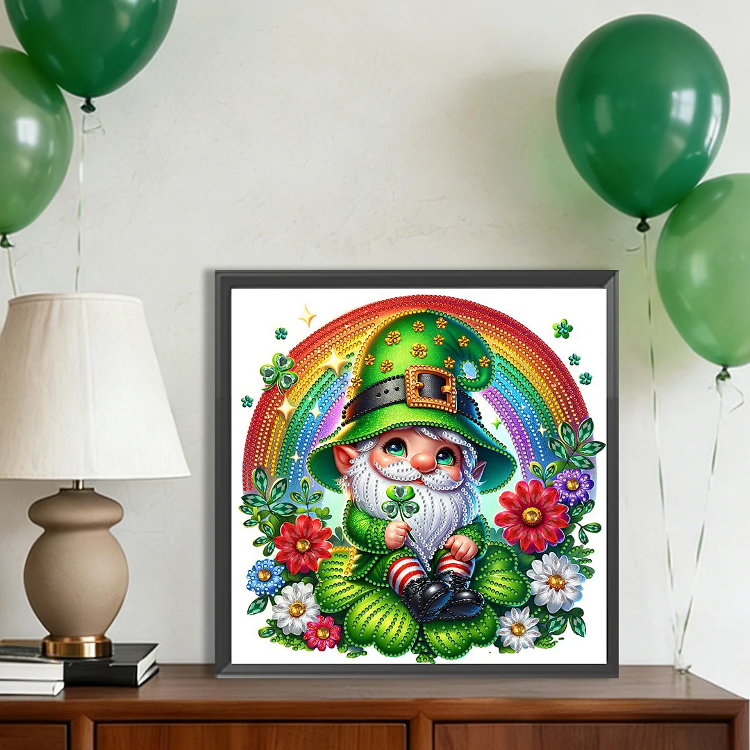 St Patricks Day Elve Special Shaped 5D DIY Partial Drill Diamonds Dots Gem Art Kits for Adults Beginners Home Decor Diamonds Paintings Gem Art 11.81 X11.81inch