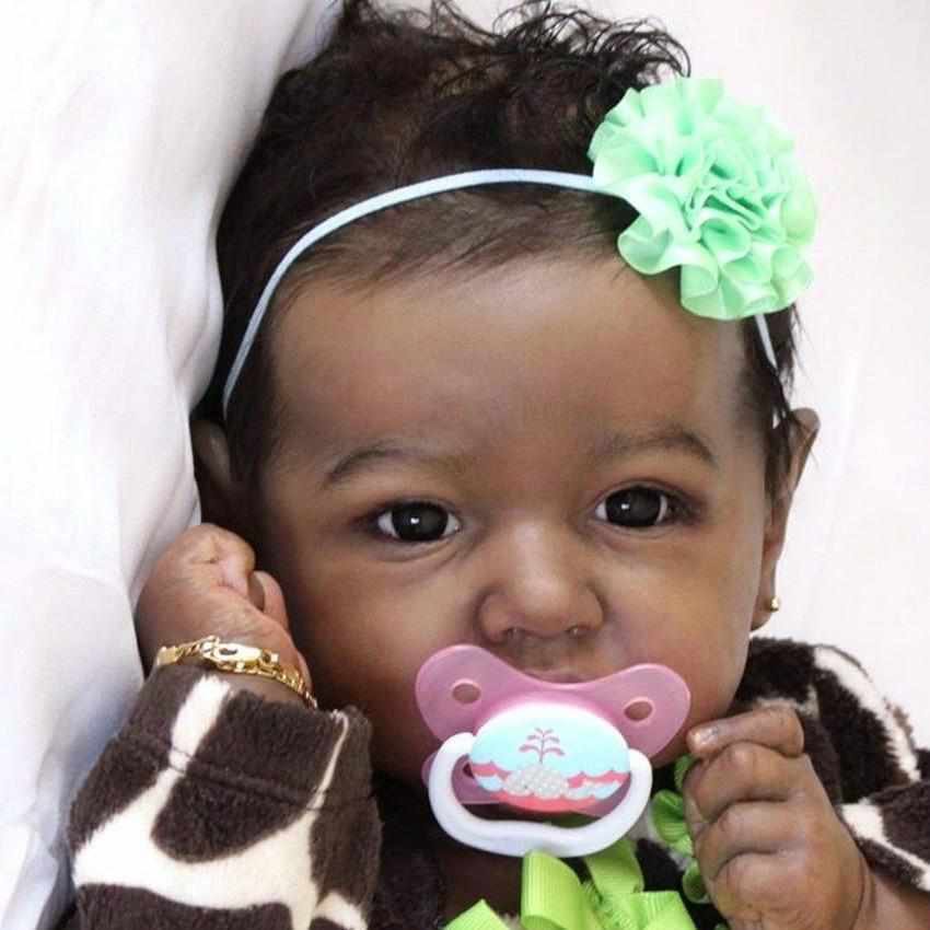 Black 20'' Look Real Reborn Baby Doll Girl Hayley, Lifelike Baby Doll Poseable and Weighted -Creativegiftss® - [product_tag] Creativegiftss®