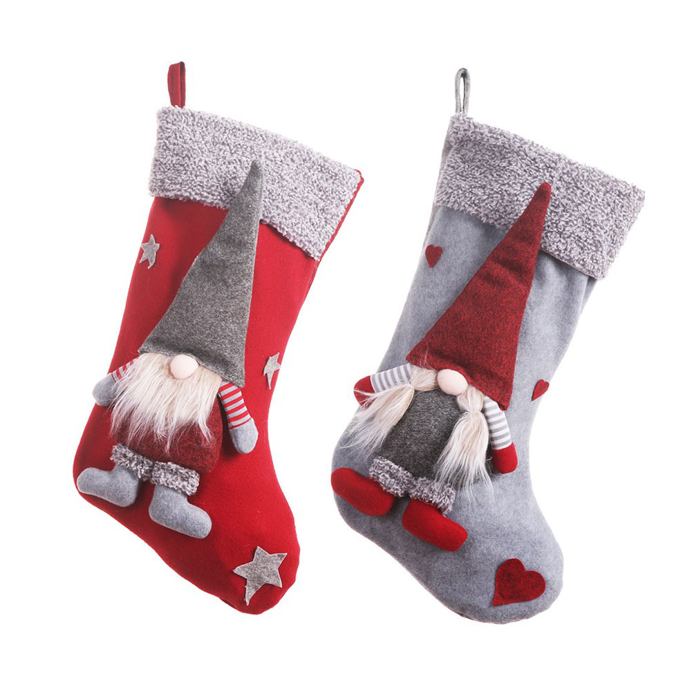 

Christmas Ornaments 3D Faceless Doll Stocking Socks, Red, 501 Original