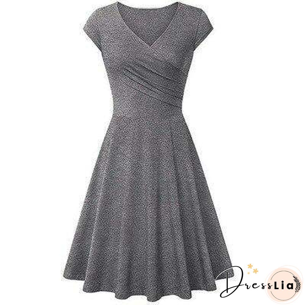 Summer Dress Women New Green 16 Colors Pleated Dresses Black Plus Size V Neck Fashion Slim Clothing Vestidos Feminina CX800