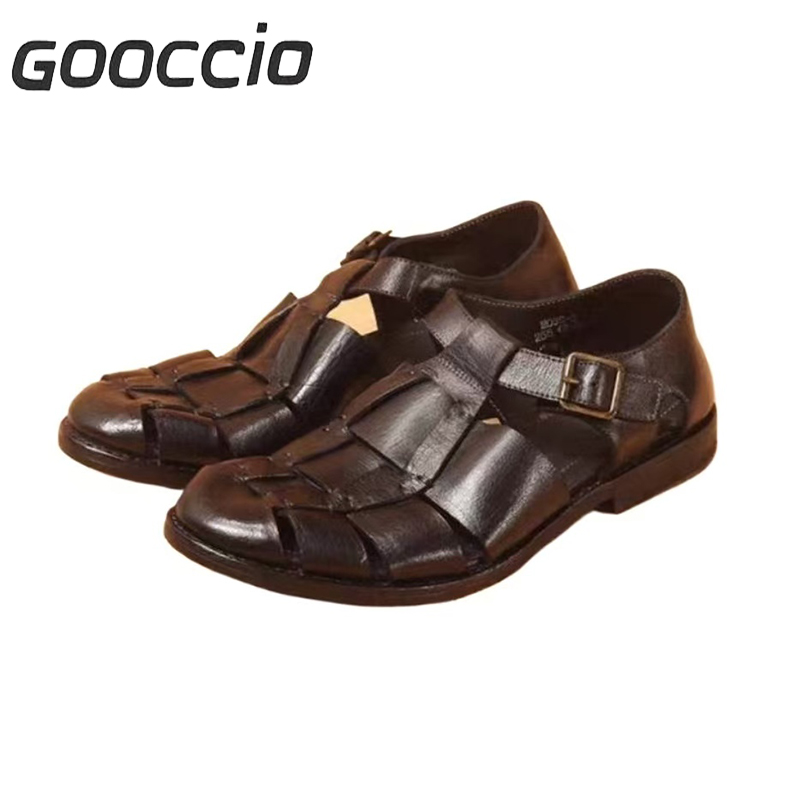 CY184 Cowhide Dress Sandals For Men GOOCCIO   