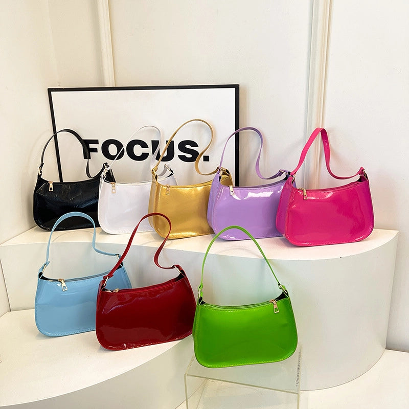 Women's Small PU Solid Color Elegant Basic Classic Style Square Zipper Underarm Bag