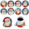 8pcs Cartoon DIY Diamond Painting Wooden Coasters Kits with Holder (Santa Claus)