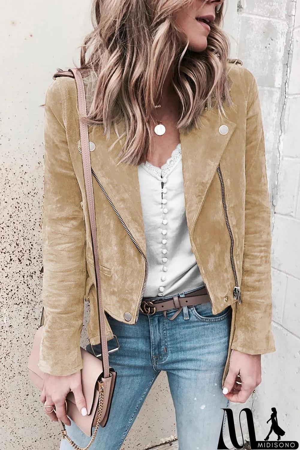 MidiSono - Suede Moto Jacket