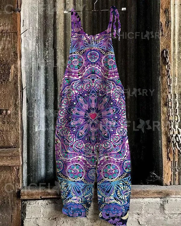 Women's  Mandala Print Loose Casual Jumpsuit