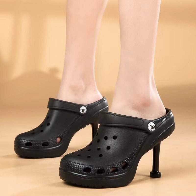  Termainoov Women Sandals Hole Slippers Sexy High Heel Slippers Sandal Shoes Woman Thin High Heels Sandal Lady Pump Heels Woman
